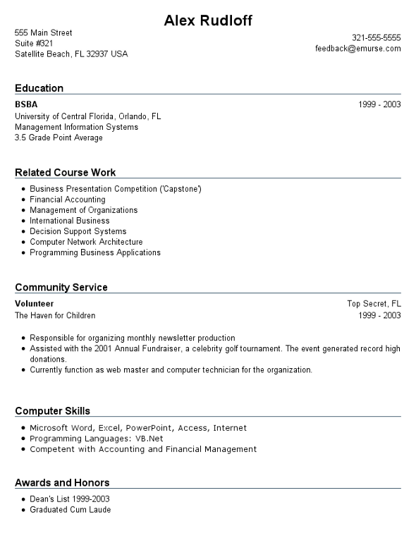 entry-level-resume-community-service
